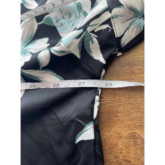 Joyspun Womens 2X (18W-20W) Black/Teal Rose Print Sleep Wear Set Feminine Casual - Picture 5 of 8